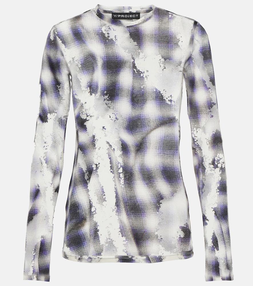 y/project checked sheer devoré top