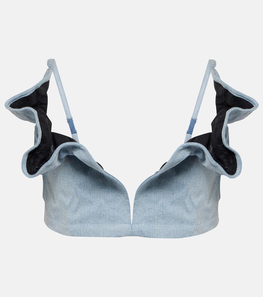 y/project ruffled denim bra top