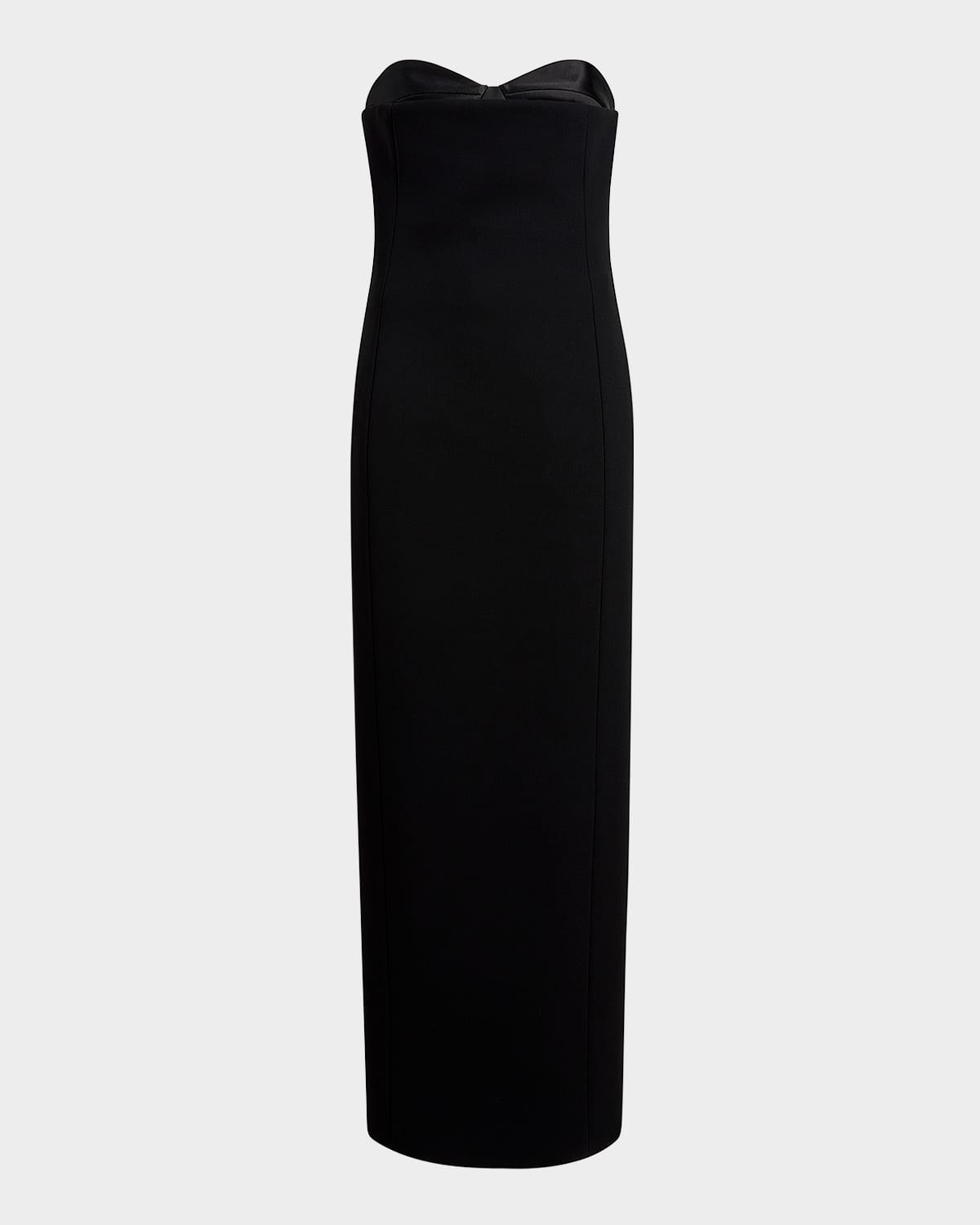 yael peeping bustier strapless column gown