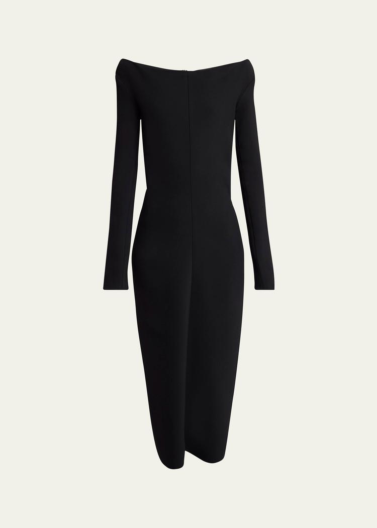 yara boat-neck bi-stretch suiting dress