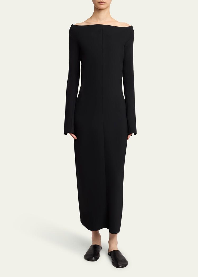 yara boat-neck bi-stretch suiting dress