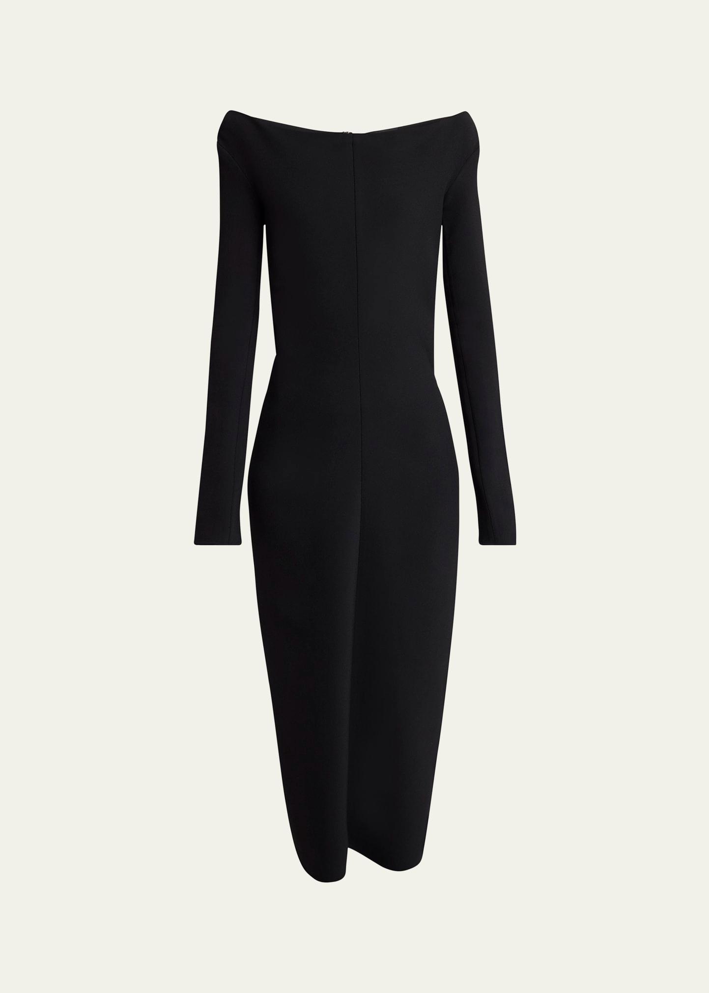 yara boat-neck bi-stretch suiting dress