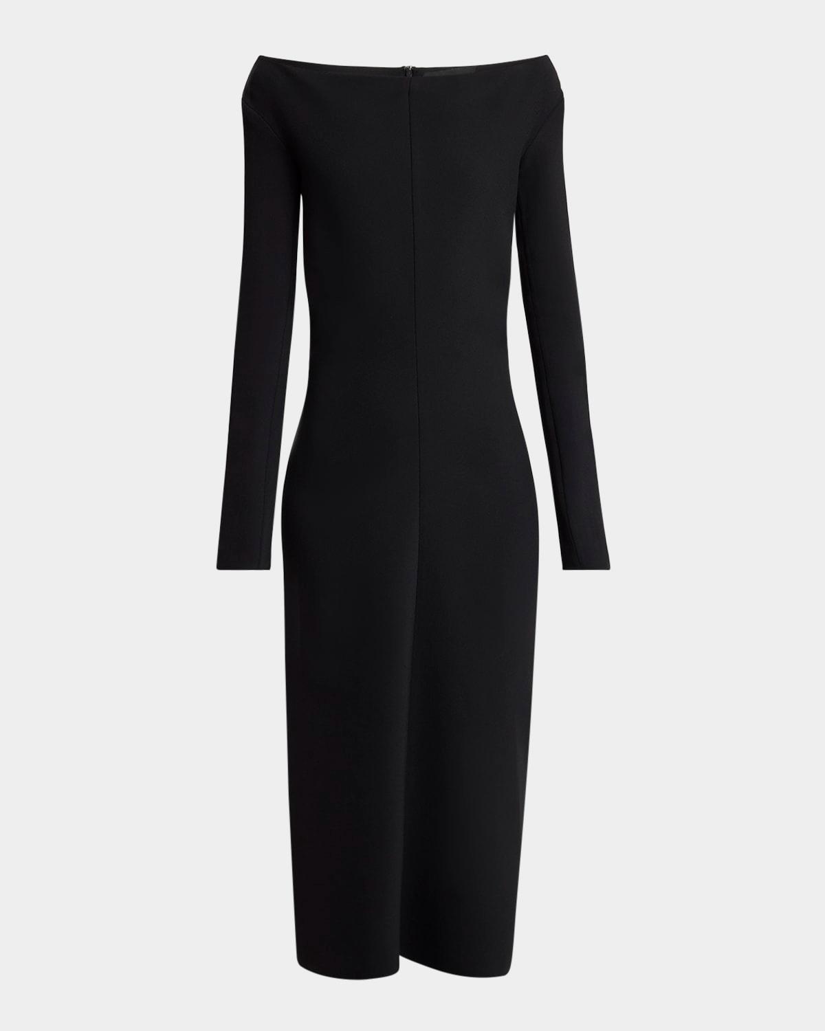 yara boat-neck bi-stretch suiting dress