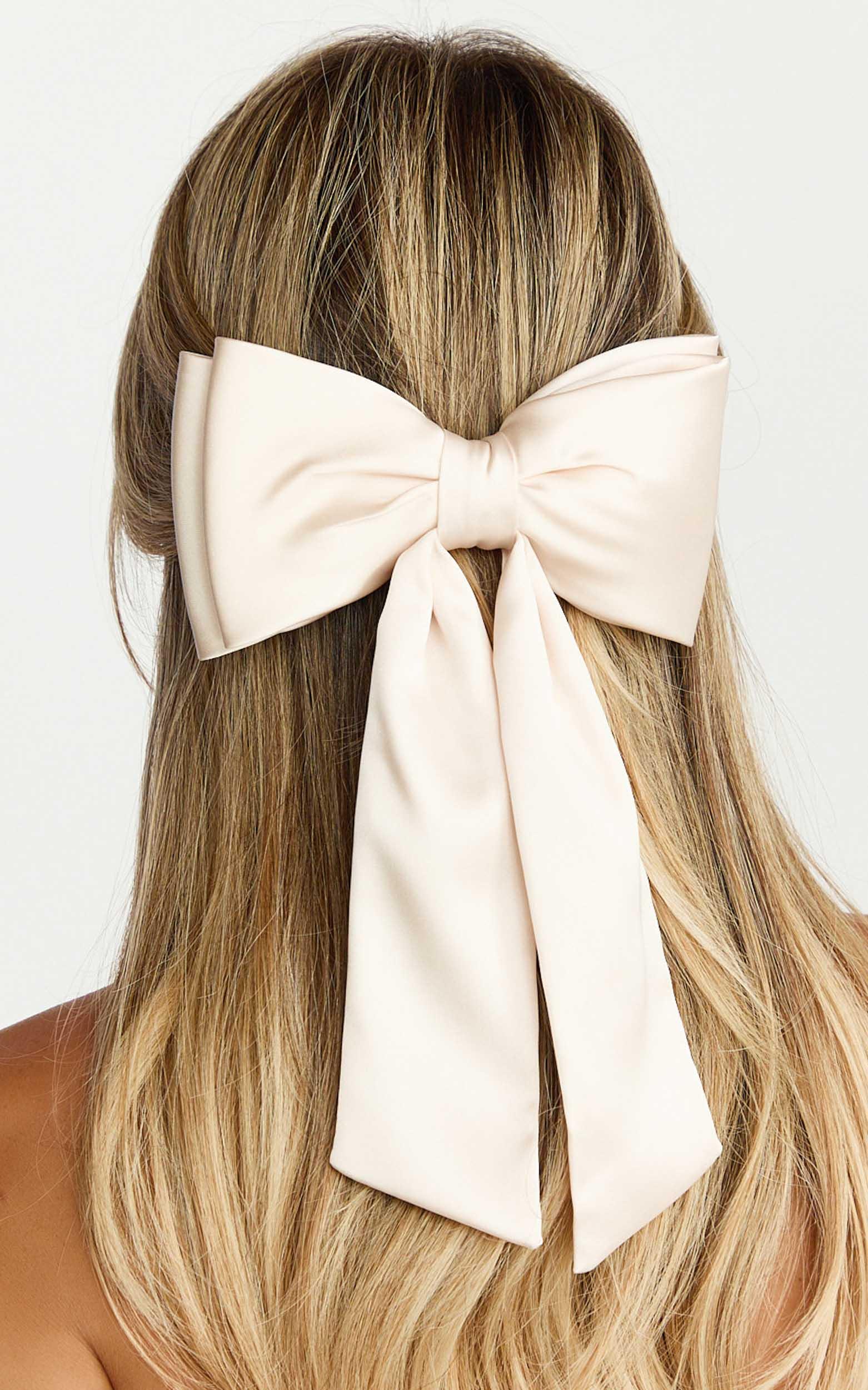 yara hair clip - oversized ribbon hair clip in white