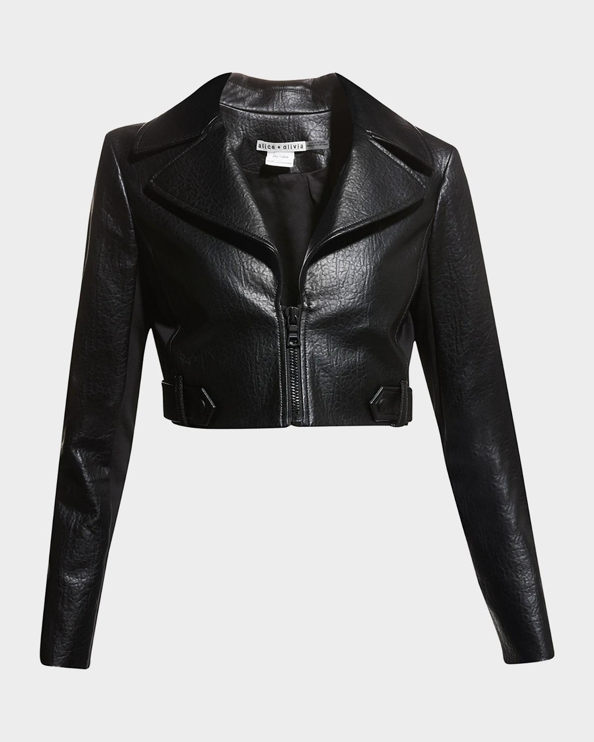 yardley vegan-leather cropped jacket