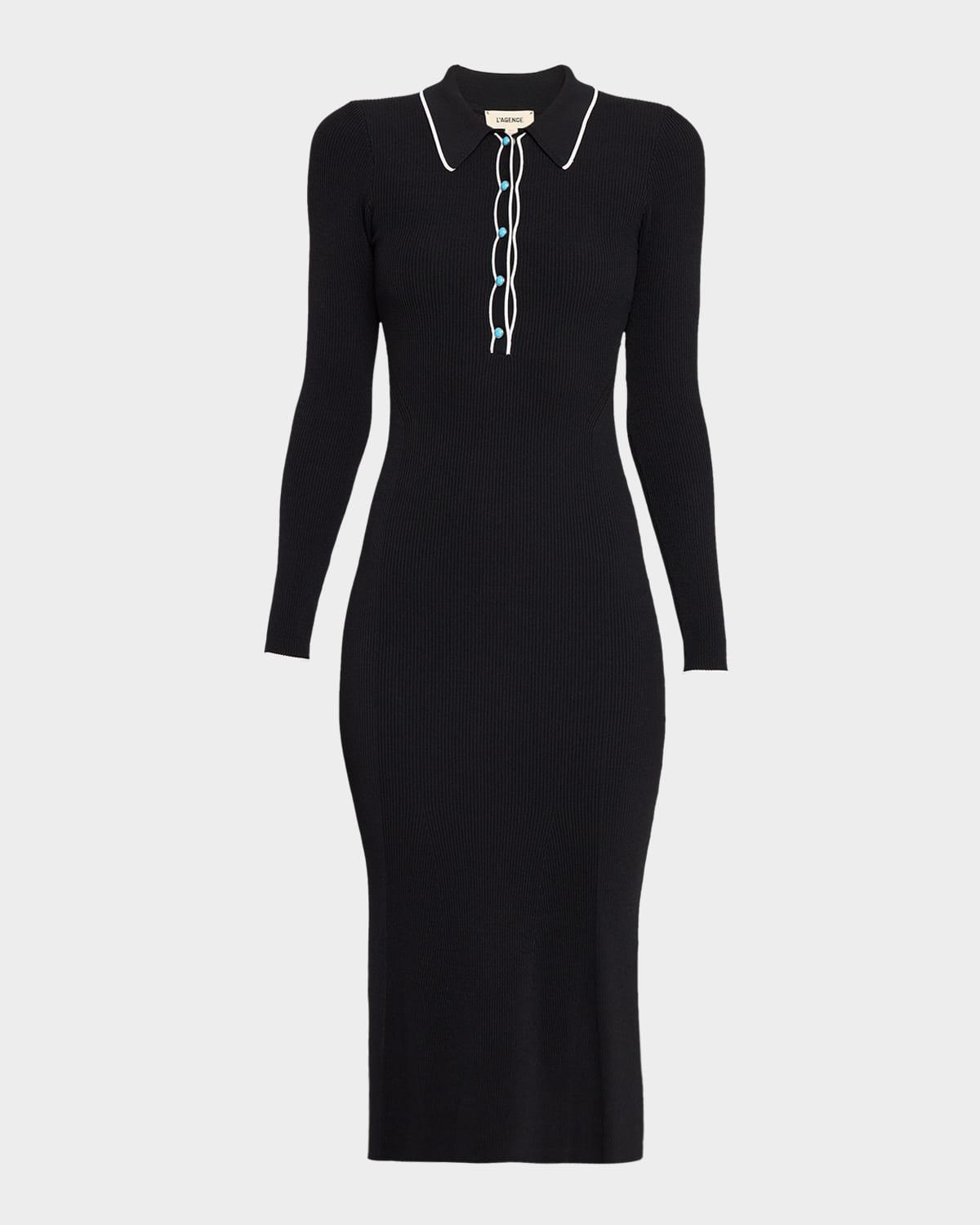 yaretzi ribbed long-sleeve midi dress