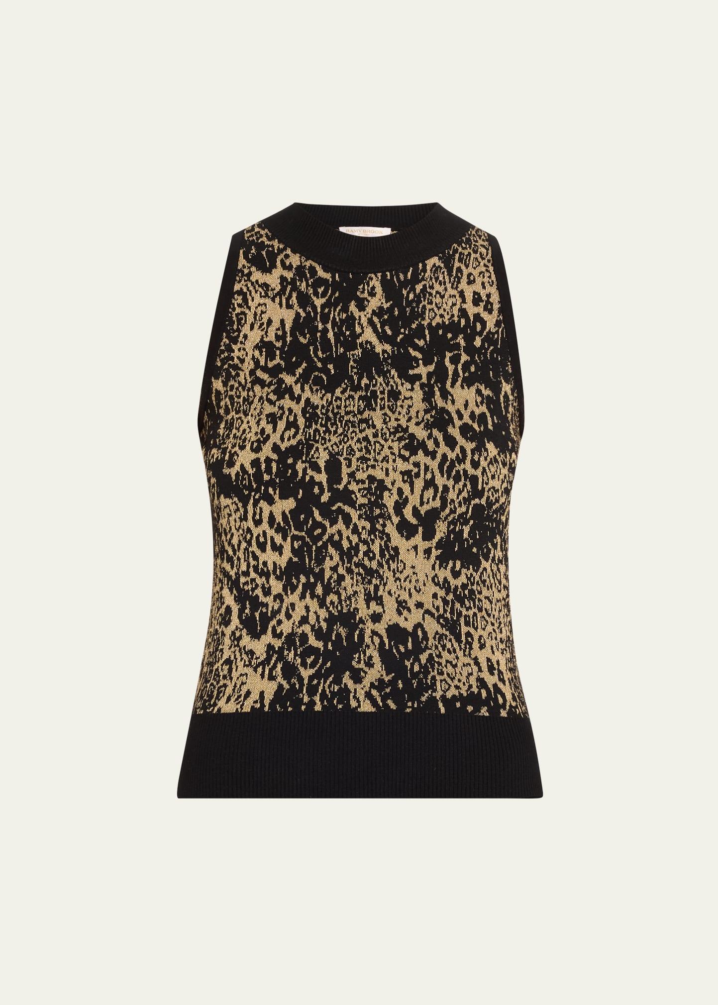 yasmine sleeveless metallic leopard top