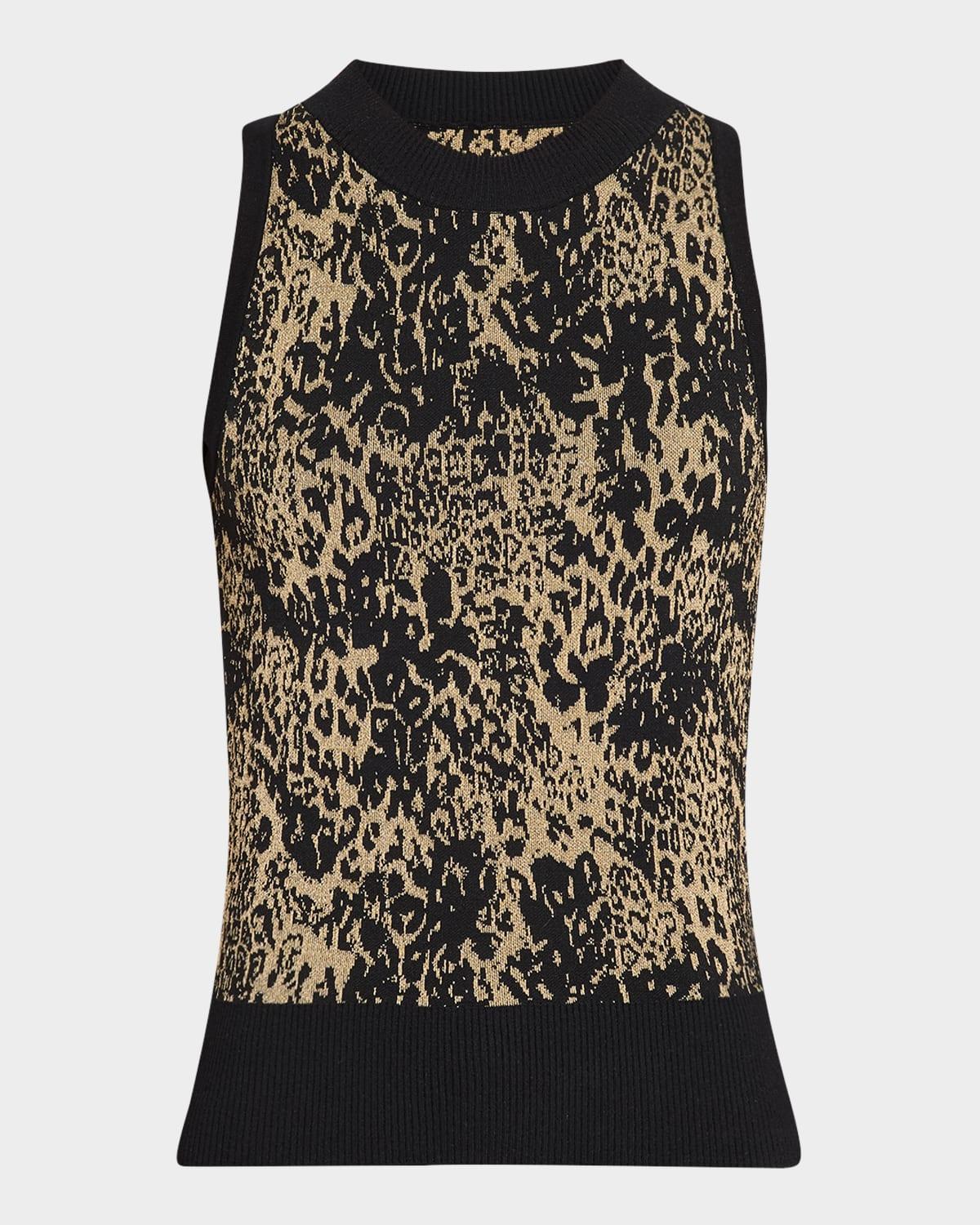 yasmine sleeveless metallic leopard top