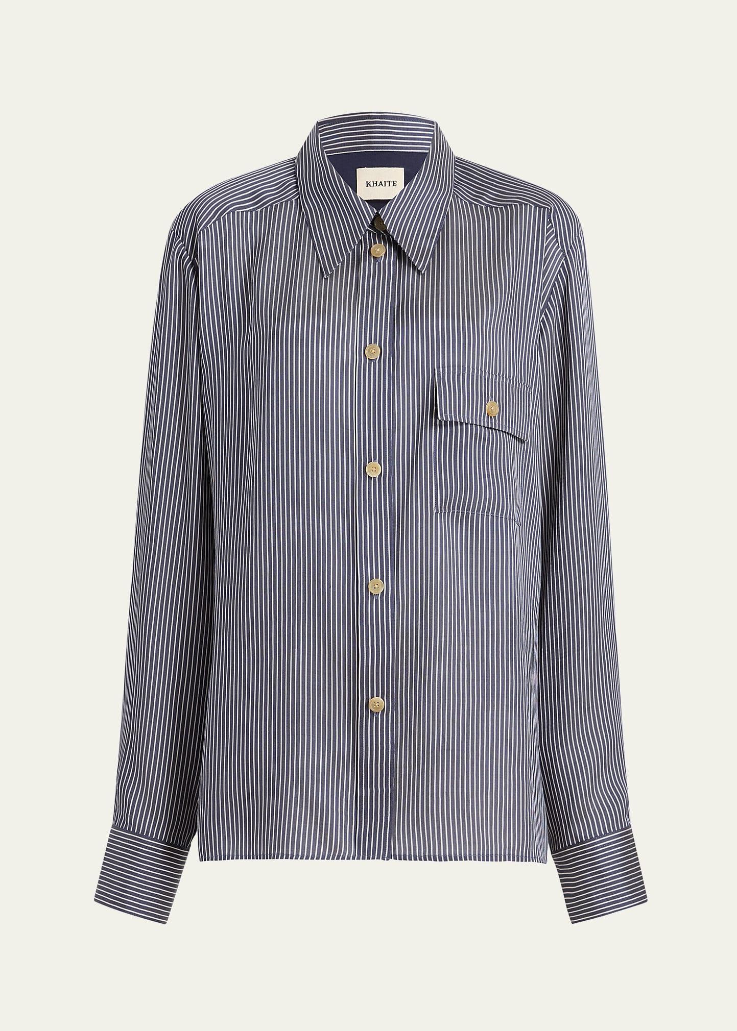 yatty stripe button down blouse