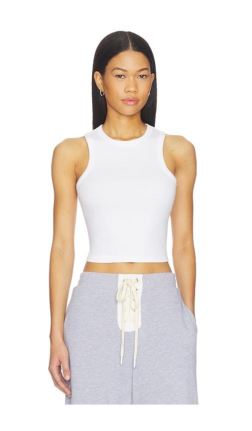 year of ours racer crop tank top in white.