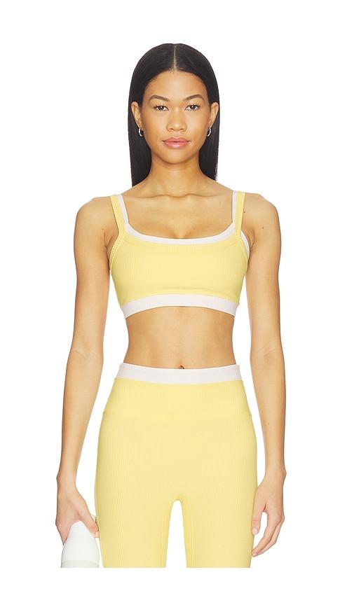 year of ours ribbed layered bralette in yellow,white.