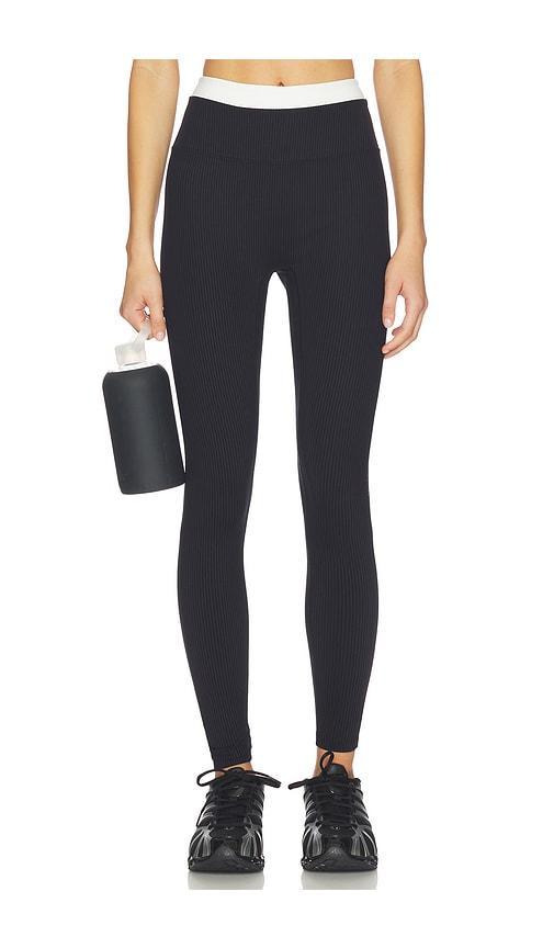 year of ours ribbed layered legging in black,white.