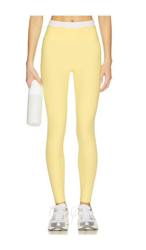 year of ours ribbed layered legging in yellow,white.