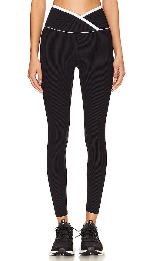 year of ours ribbed two tone veronica legging in black.