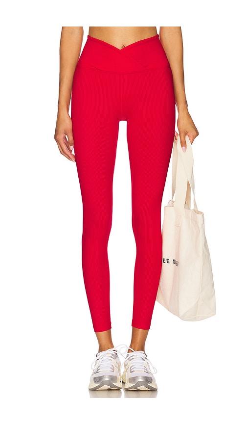 year of ours ribbed veronica legging in red.