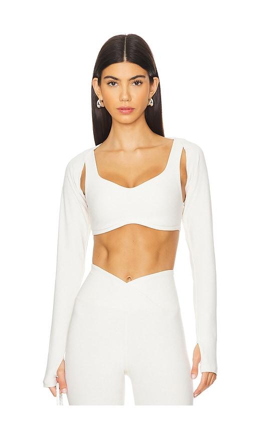 year of ours stretch shrug in ivory.