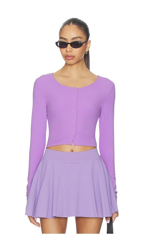 year of ours studio cardigan in purple.