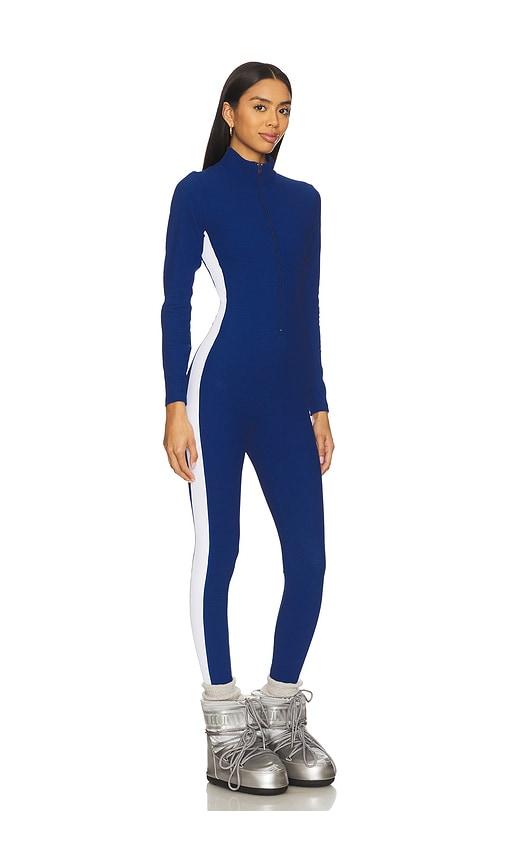 year of ours thermal longsleeve ski onesie in blue.
