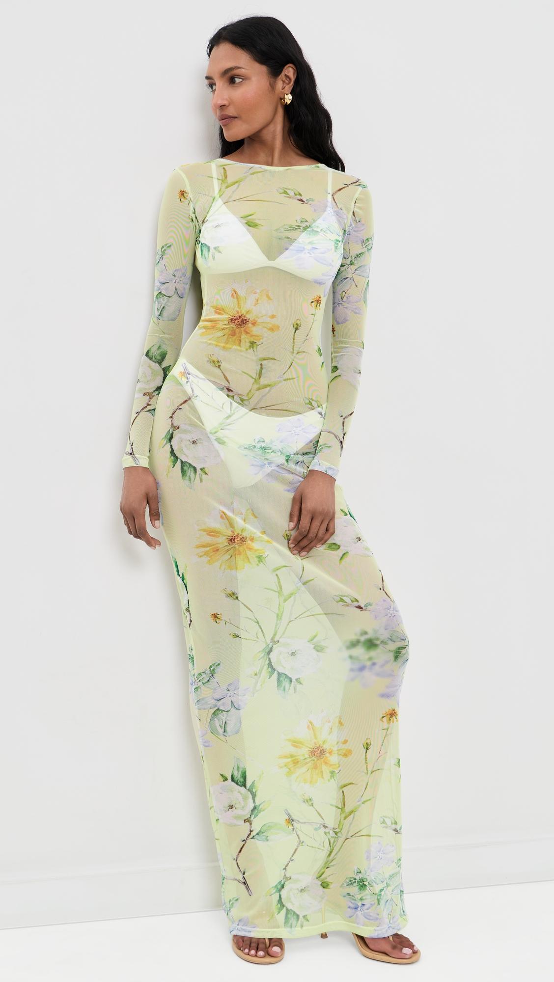 yellow magnolia mesh dress
