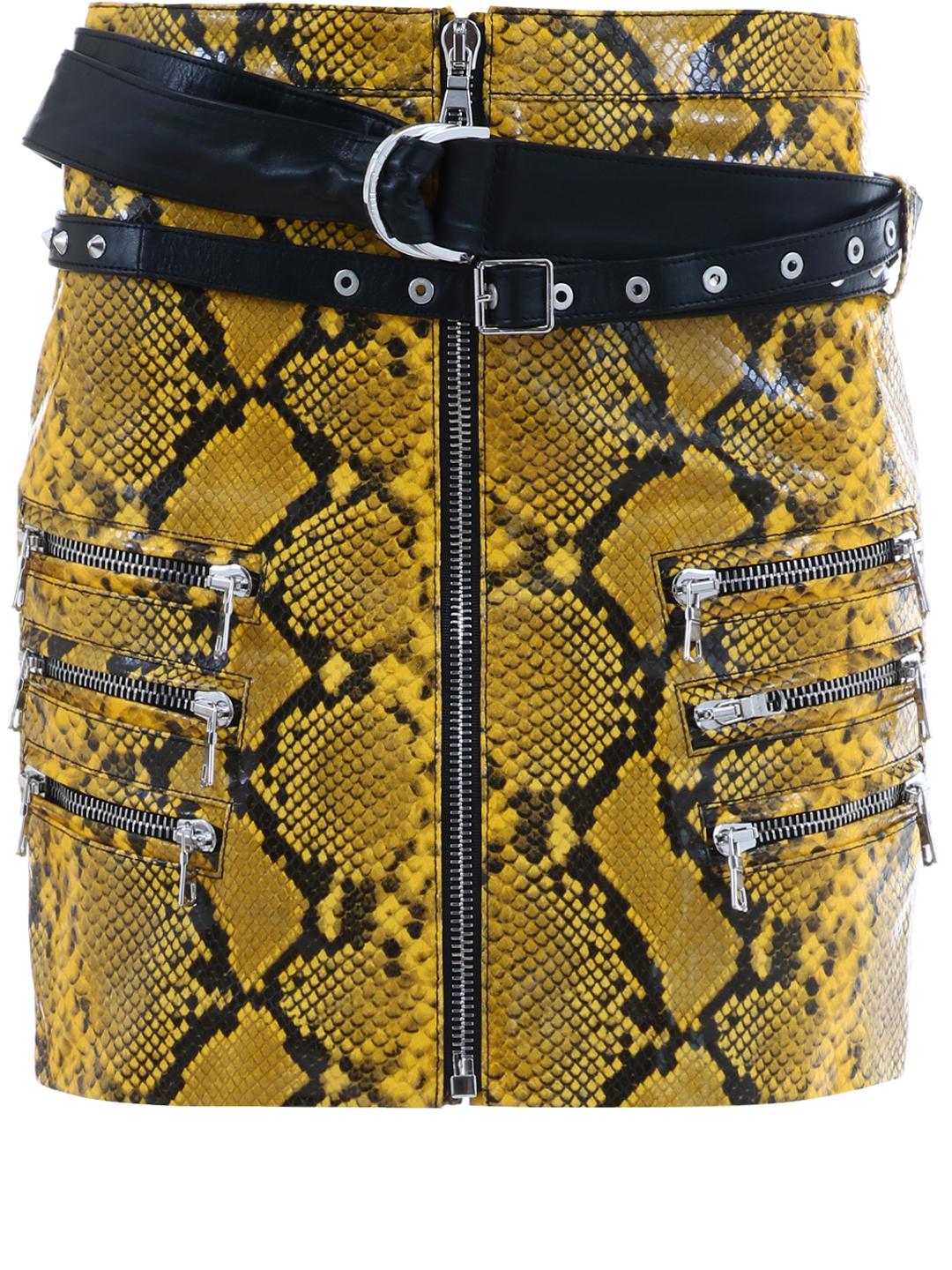 yellow python leather skirt