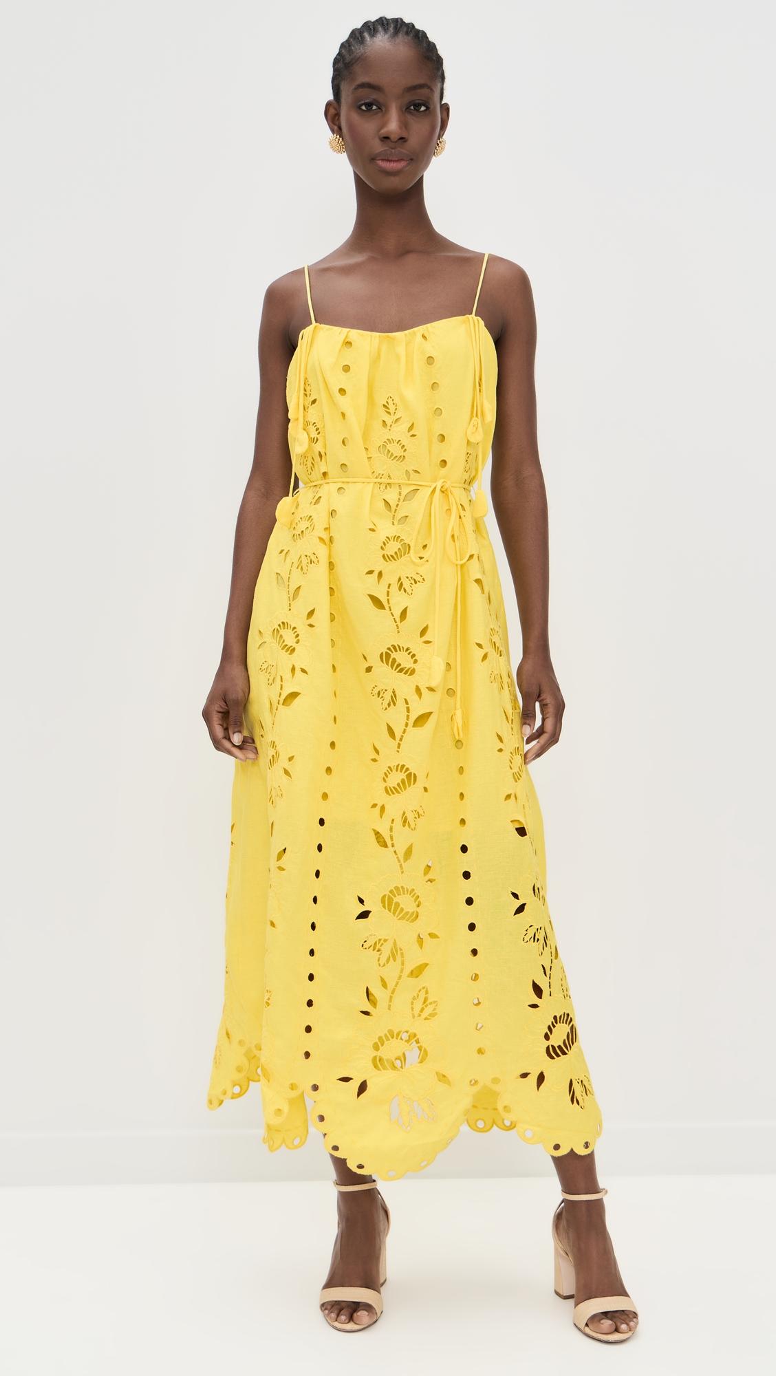 yellow richelieu sleeveless maxi dress