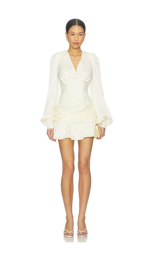 yellow the label evie mini dress in cream.