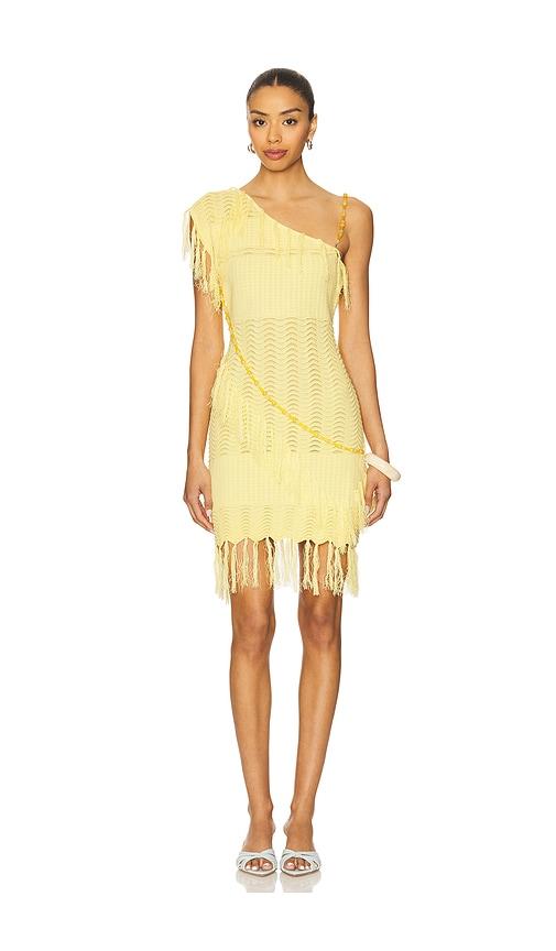 yellow the label fran beaded dress in lemon.