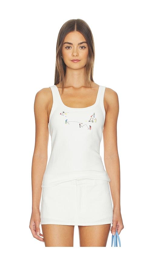 yellow the label golf scene tank top in white.