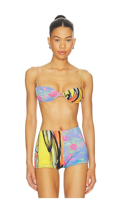 yellow the label lane bikini top in yellow,purple.