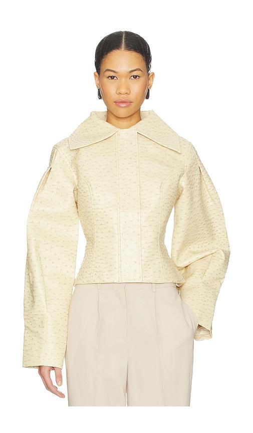 yellow the label olsen ostrich jacket in beige.