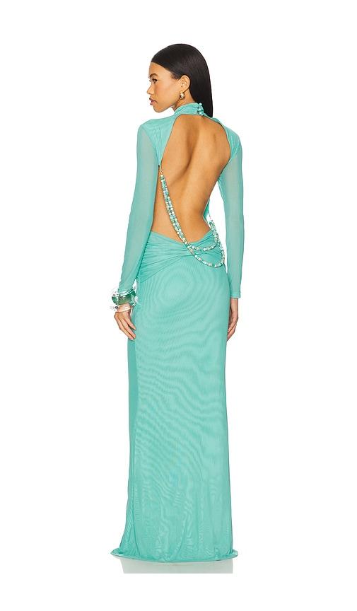 yellow the label salome beaded dress in teal.