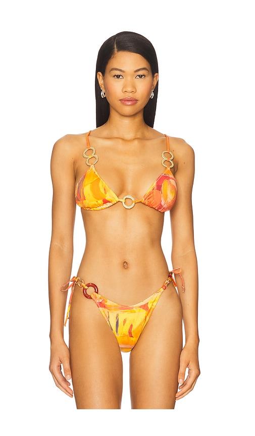 yellow the label willow ring bikini top in orange.