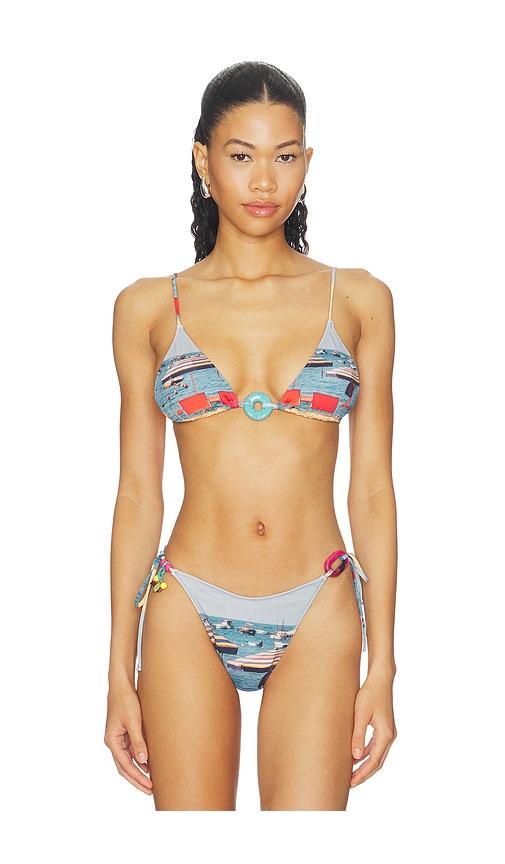 yellow the label x revolve sade charm bikini top in blue.