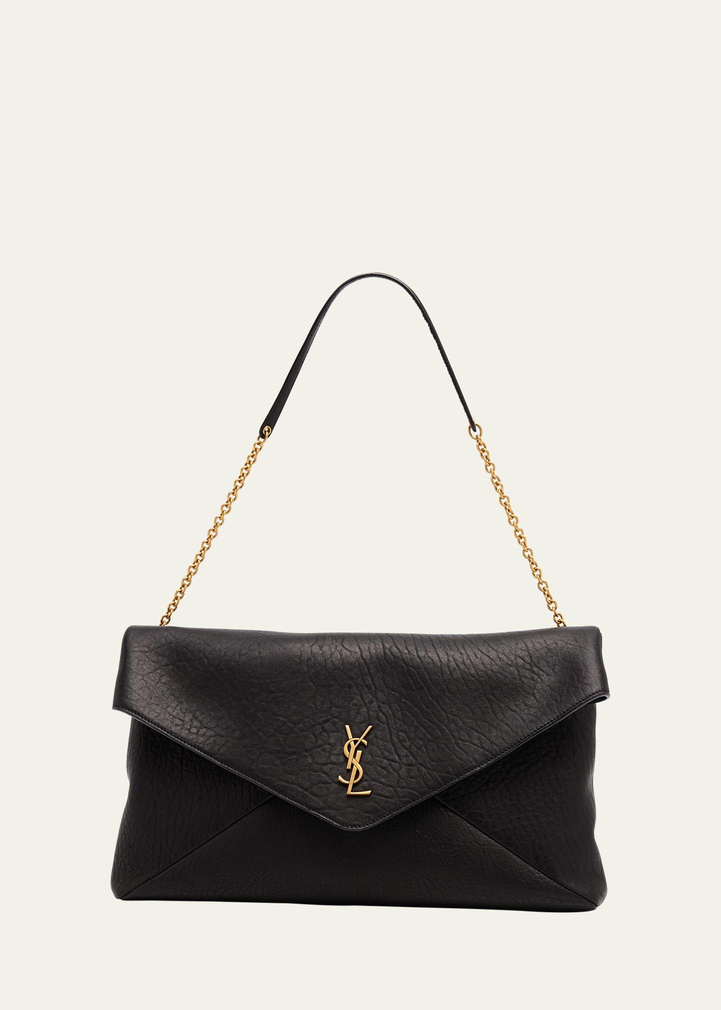 ysl envelope pouch bag in grained leather