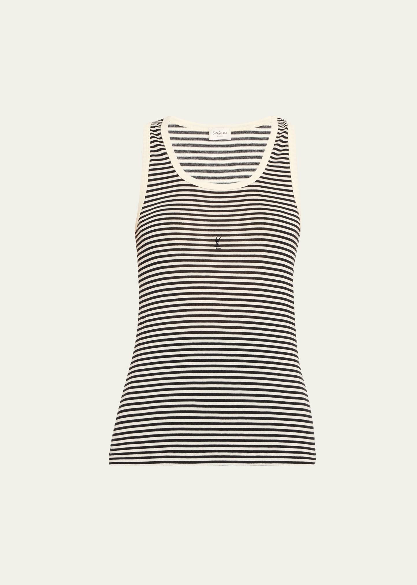 ysl logo striped tank top