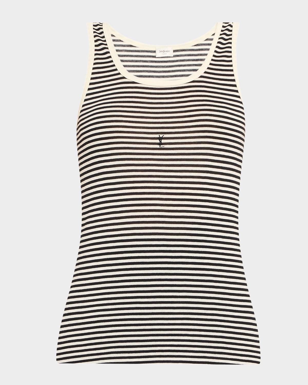 ysl logo striped tank top