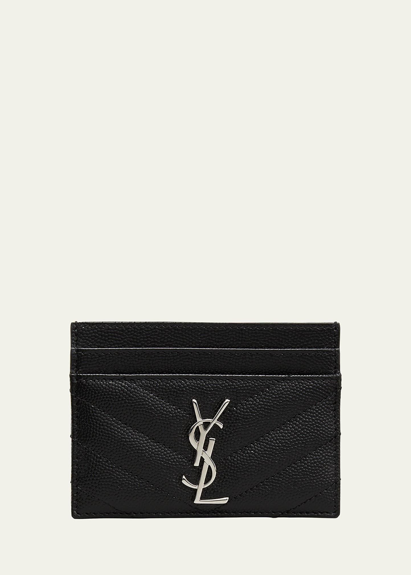 ysl monogram card case in grained leather
