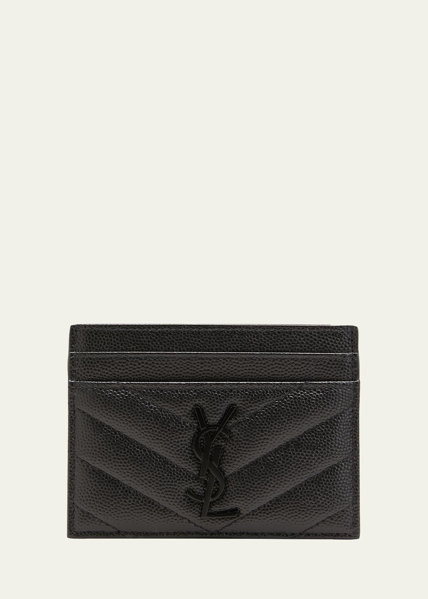 ysl monogram card case in grained leather
