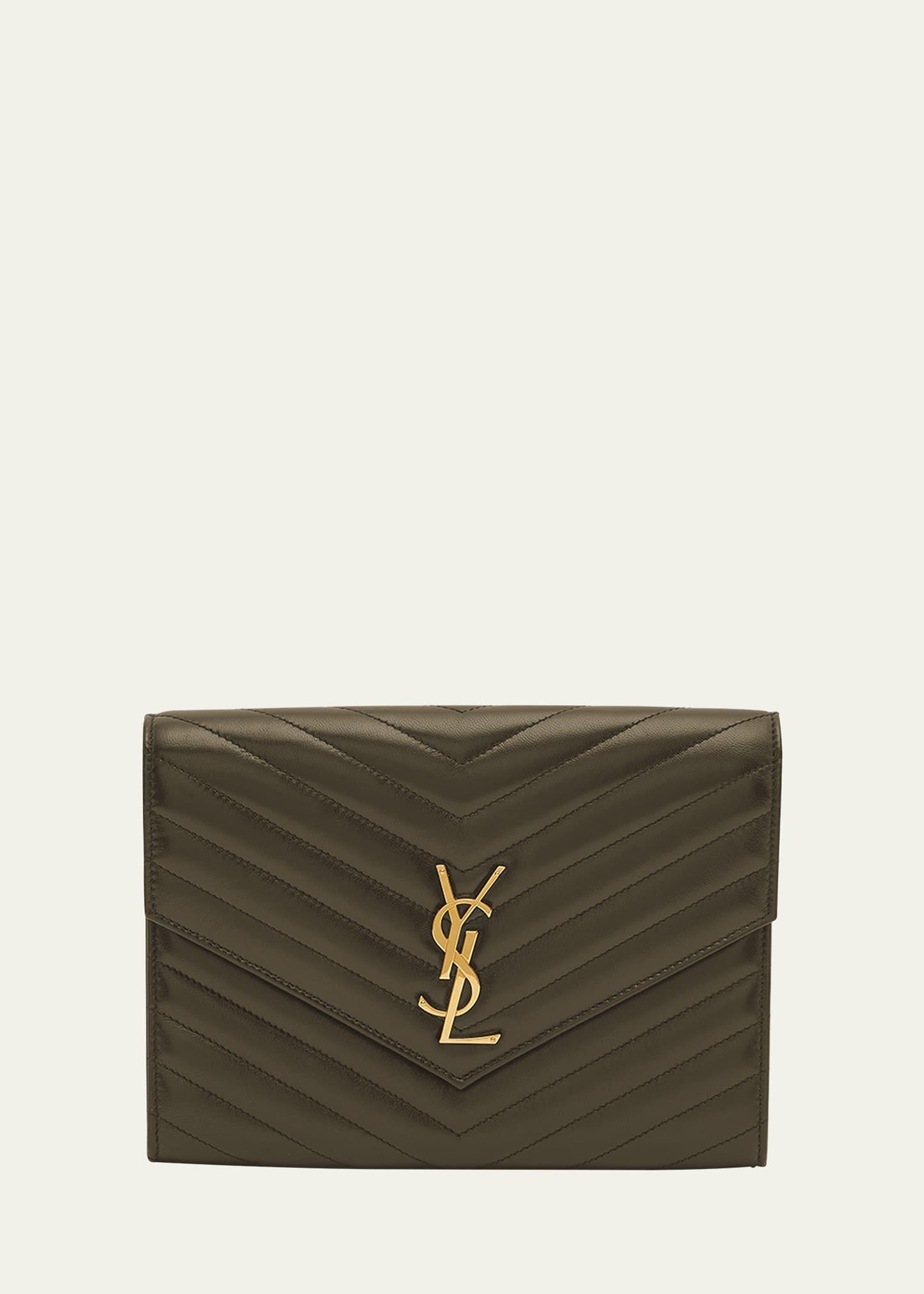 ysl monogram flap clutch bag in smooth leather