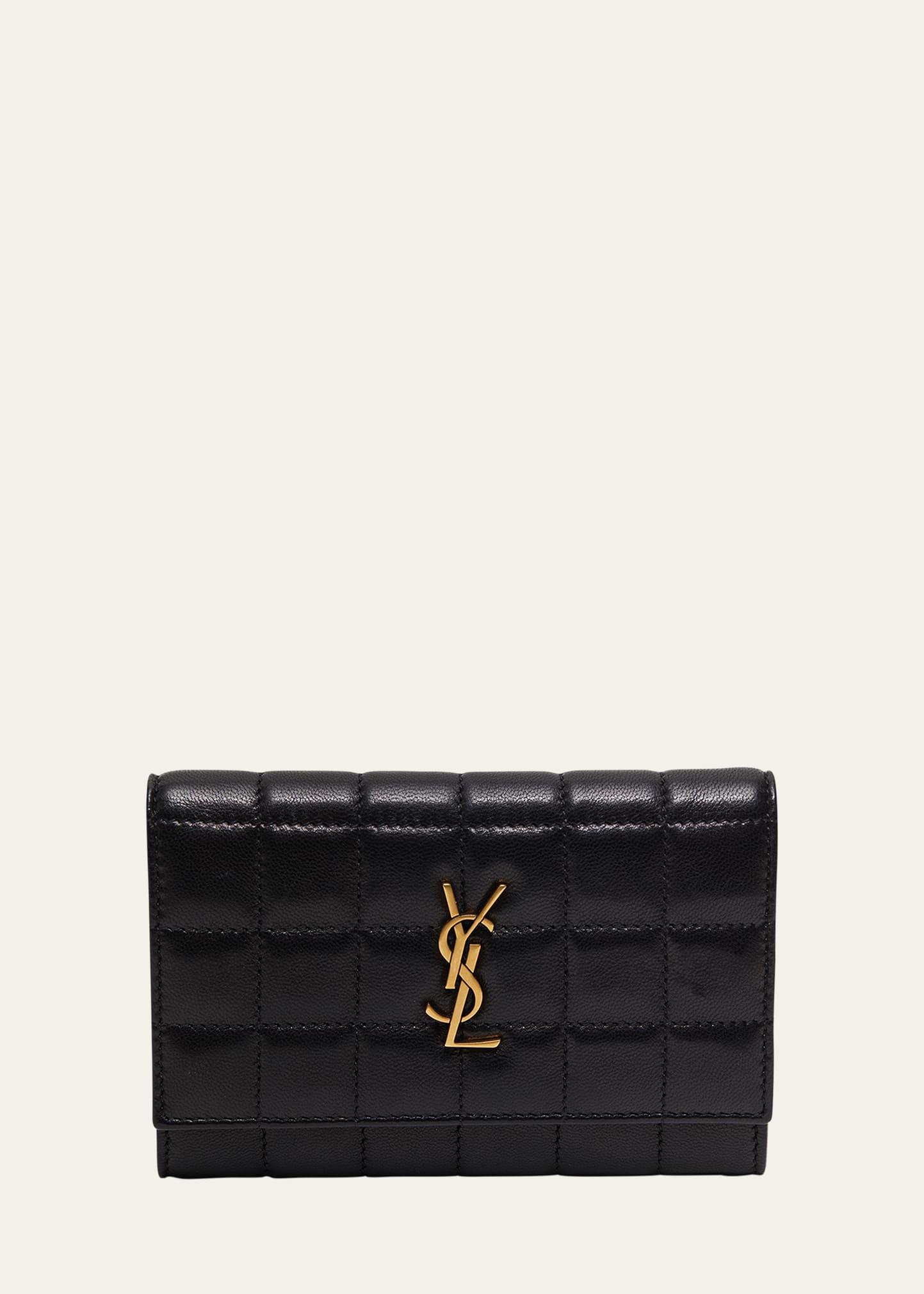 ysl monogram flap small wallet in quilted smooth leather