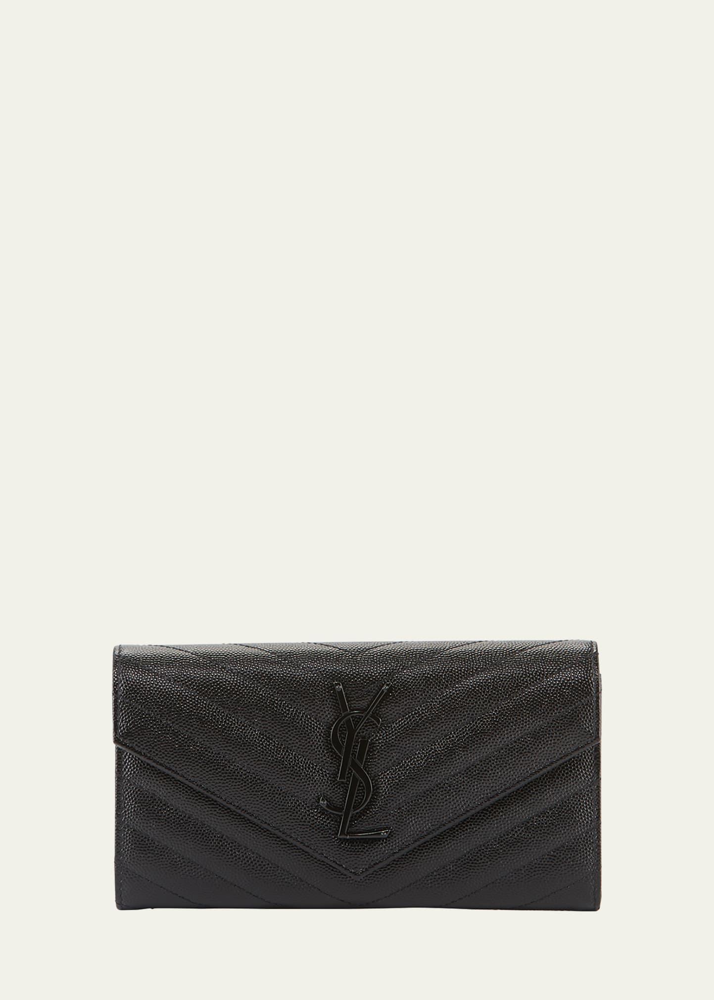 ysl monogram large flap wallet in grained leather