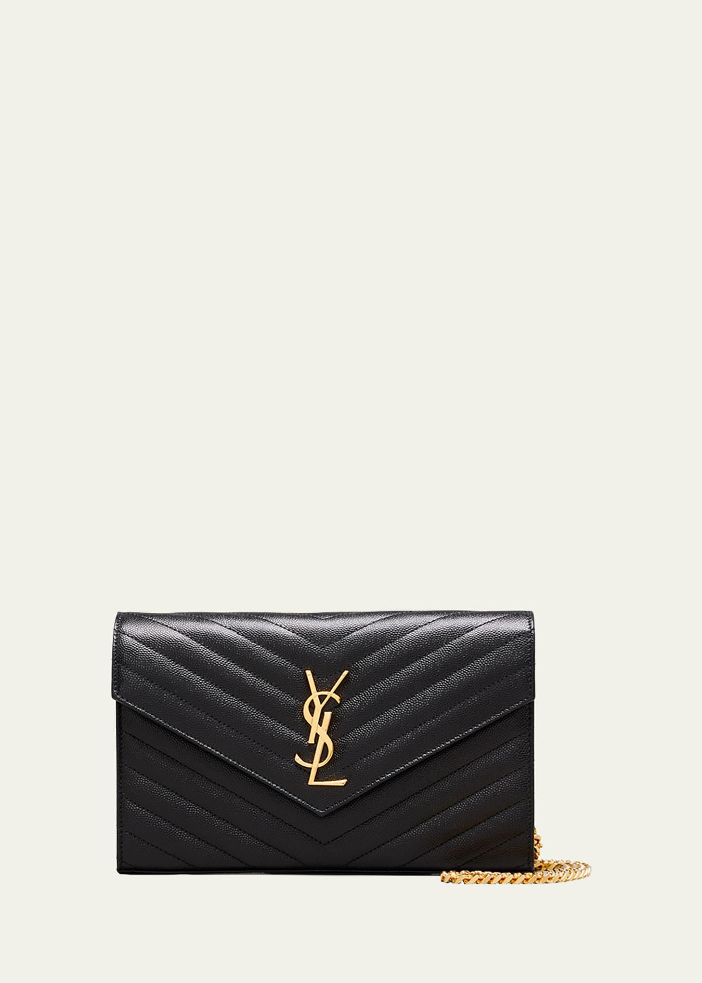 ysl monogram large wallet on chain in grained leather