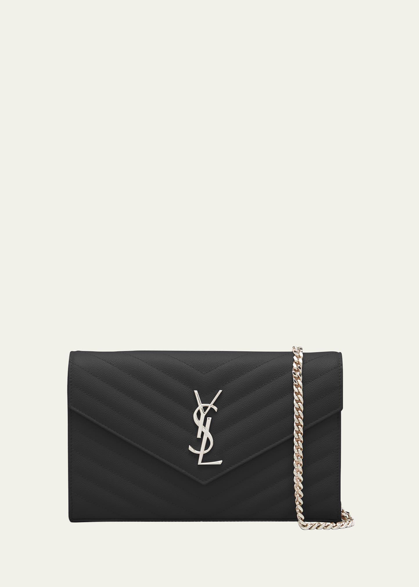 ysl monogram large wallet on chain in grained leather