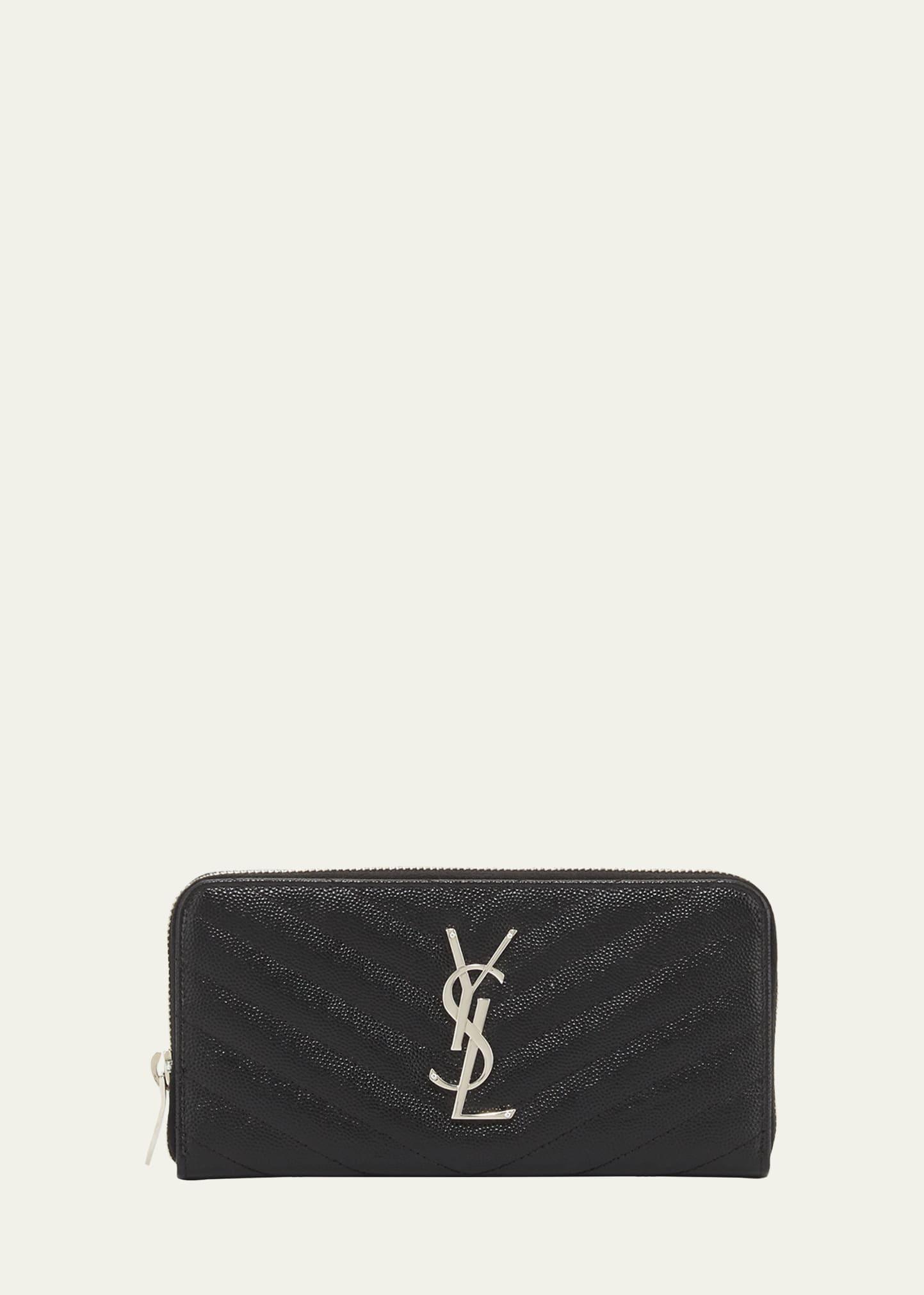 ysl monogram large zip wallet in grained leather