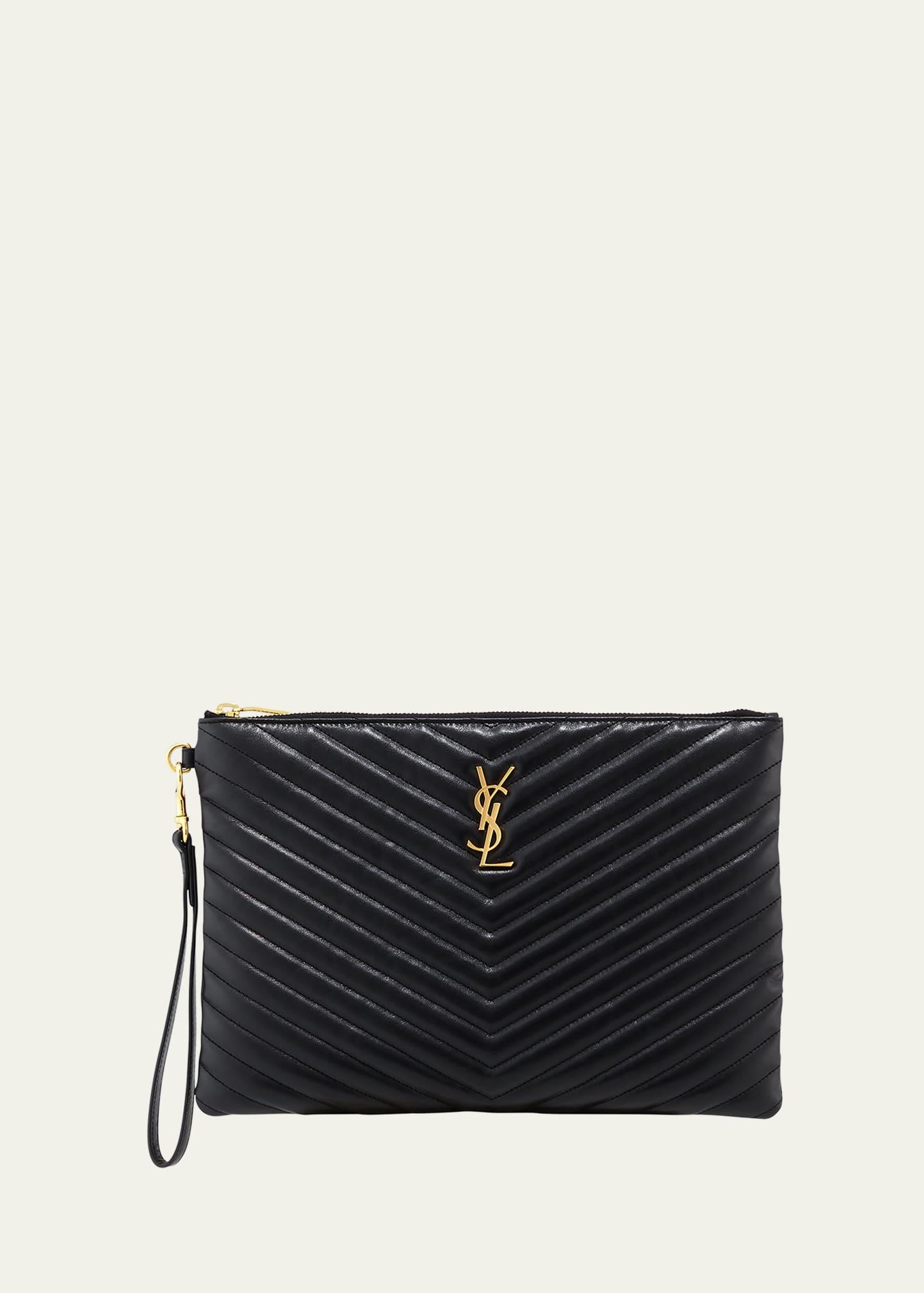 ysl monogram medium pouch in smooth leather