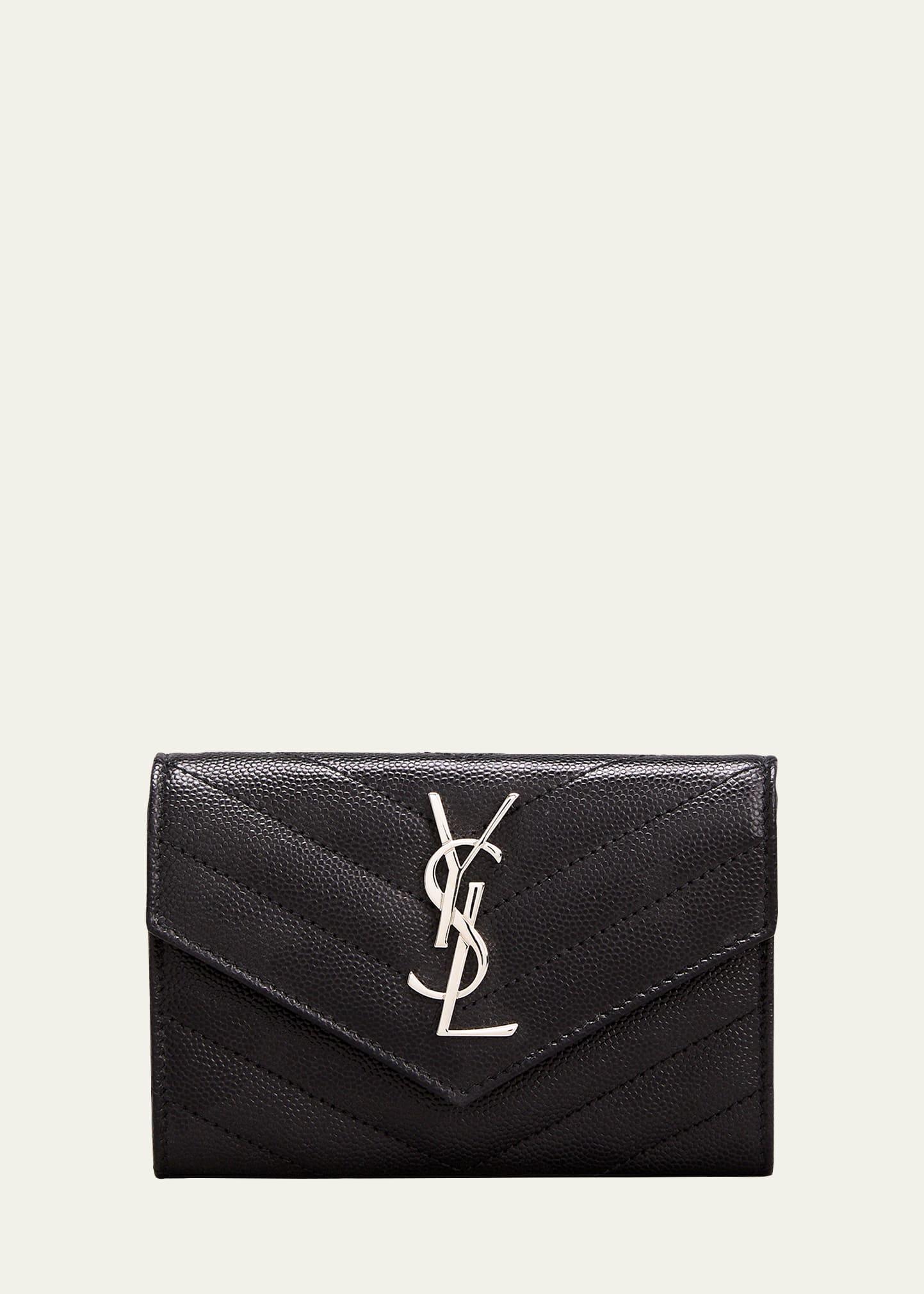 ysl monogram small flap wallet in grained leather