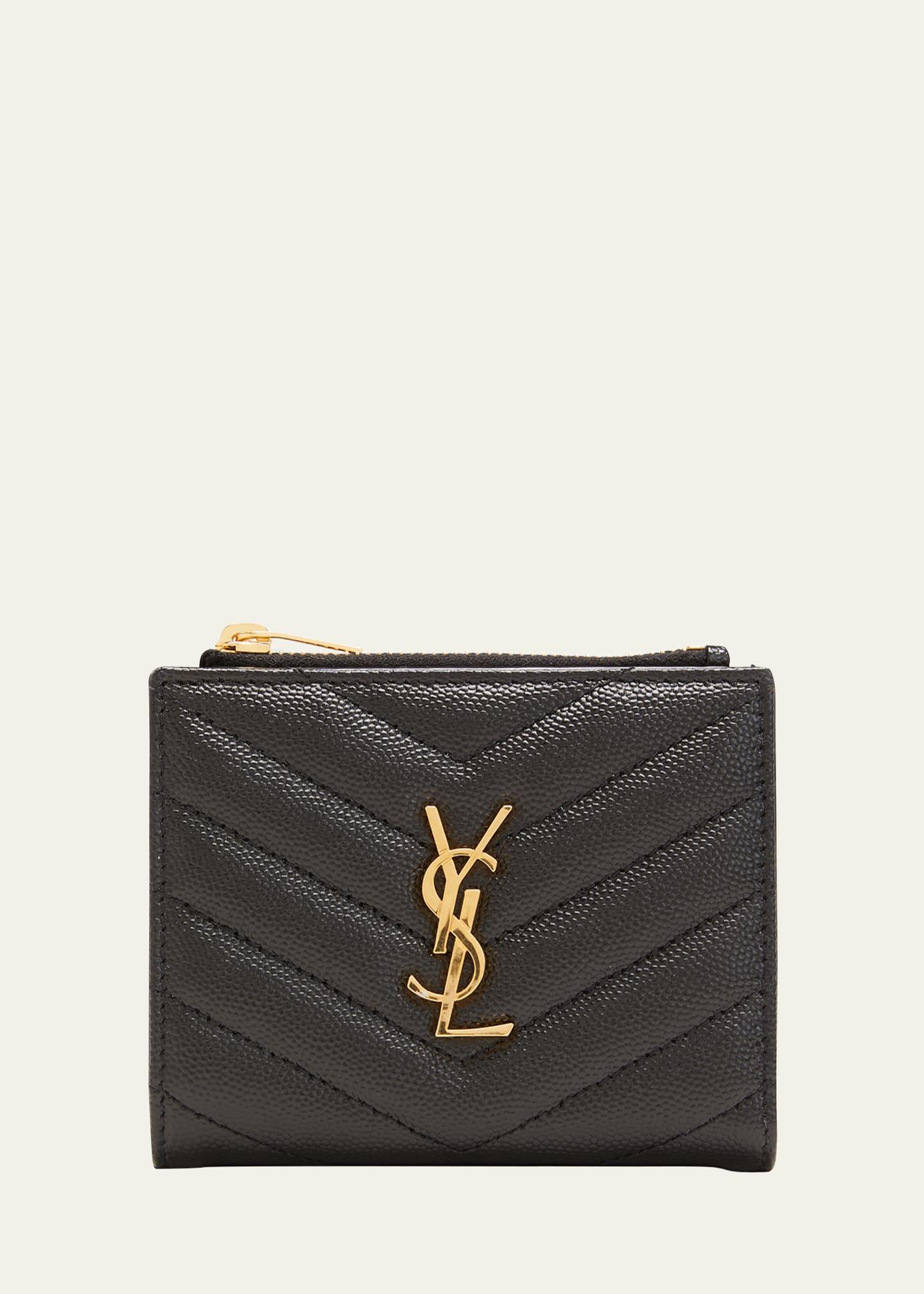 ysl monogram small ziptop wallet in grained leather