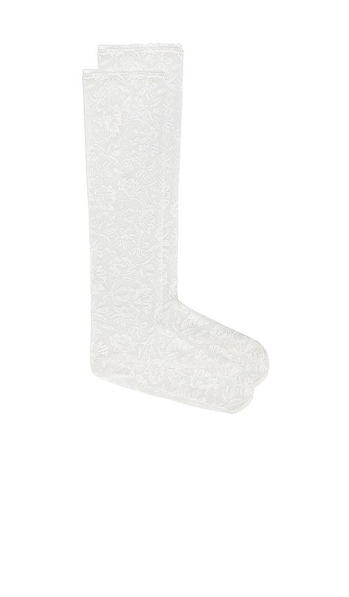 yuhan wang lace socks in white.