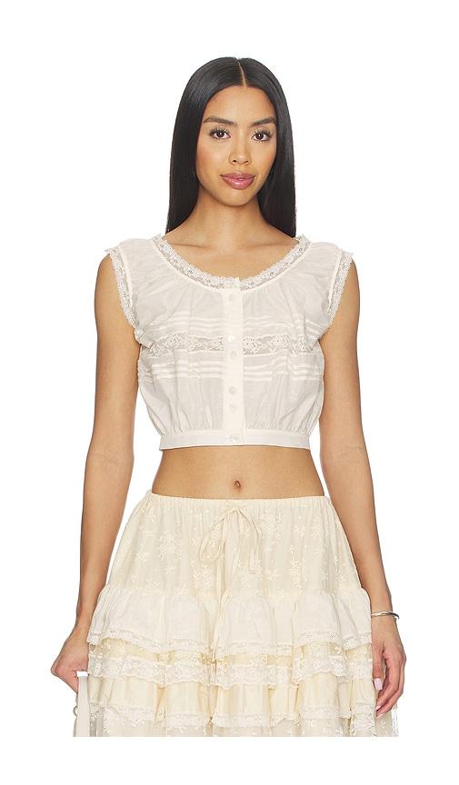 yuhan wang lace trim button blouse in ivory.