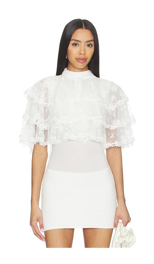 yuhan wang shell button lace bolero in white.